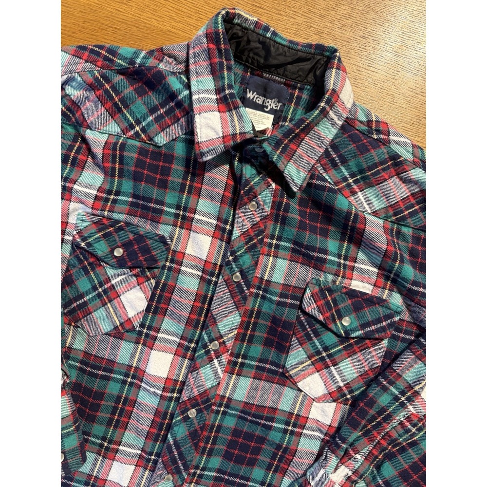 Wrangler Flannel Pearl Snap Western Cowboy Shirt Men's 3XB Black Watch Tartan
